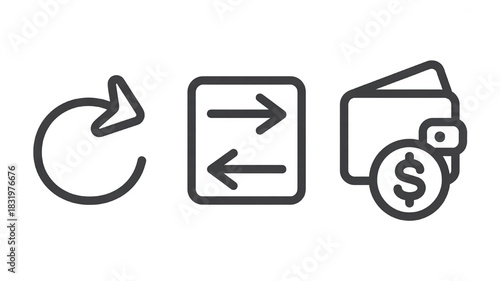 Set of finance and money icons simple line vector design element for business and banking isolated on white background