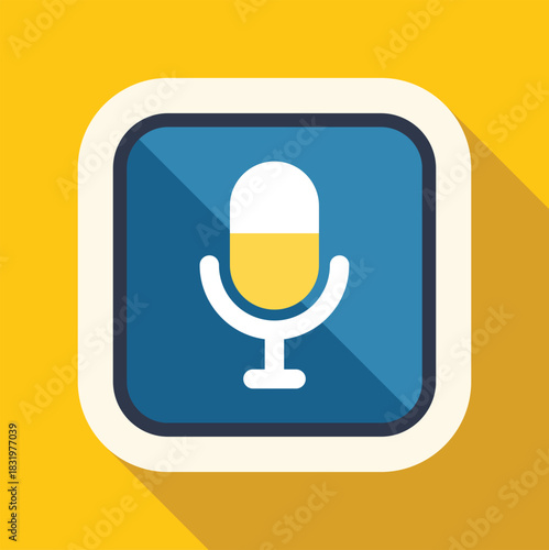 Microphone icon in a flat design style depicting sound recording and digital communication
