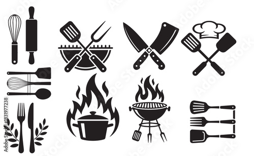 kitchen monogram food silhouette clipart vector graphic