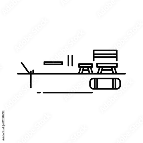 Fitness gym equipment icon vector set for workout and exercise.