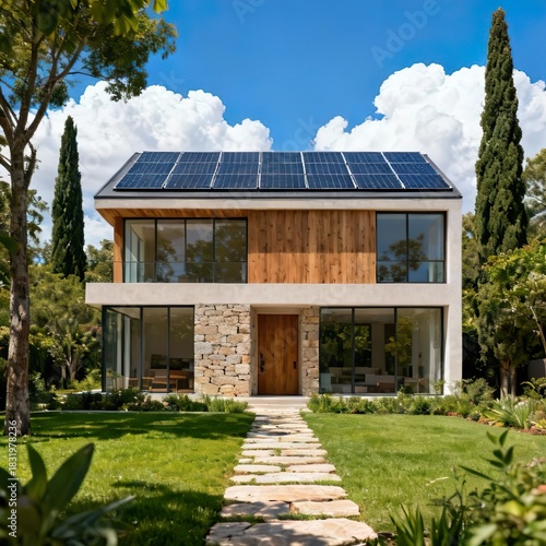 Wallpaper Mural Contemporary home fitted with solar panels on the roof. Torontodigital.ca