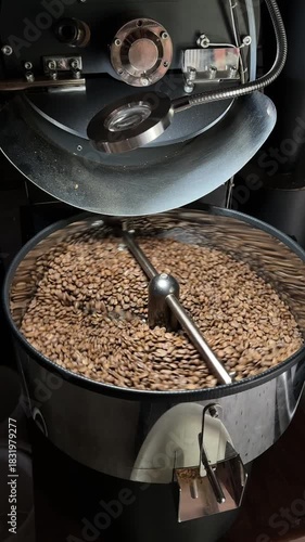 Some people are roasting coffee beans at the roastery