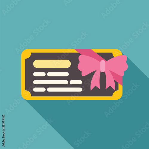 Voucher or discount certificate with a decorative ribbon representing a special present