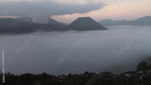 Stunning Bromo Morning: Thick Mist Greets the Sunrise 4k