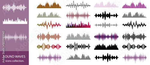 sound waves collection,Vibrant collection of abstract sound waves and digital equalizer waveforms with colorful gradient lines
