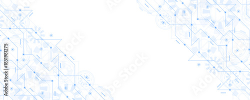 Motherboard technology circuit board background texture design. Creative idea AI banner concept for internet technology. Digital motherboard concept for poster, cover, banner, header, web template