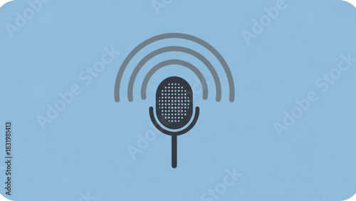 Podcast microphone recording audio sound wave broadcasting studio equipment vector icon design