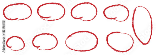 Hand drawn circle highlighter line sketch set. Vector marker circular lines, doodle round circles for message note mark design element. Pencil or pen bubble sketch set. Vector