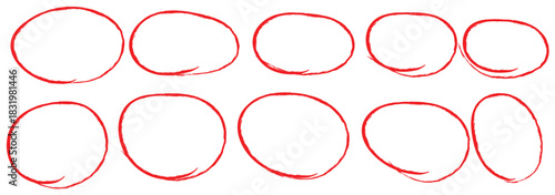 Hand drawn circle highlighter line sketch set. Vector marker circular lines, doodle round circles for message note mark design element. Pencil or pen bubble sketch set. Vector