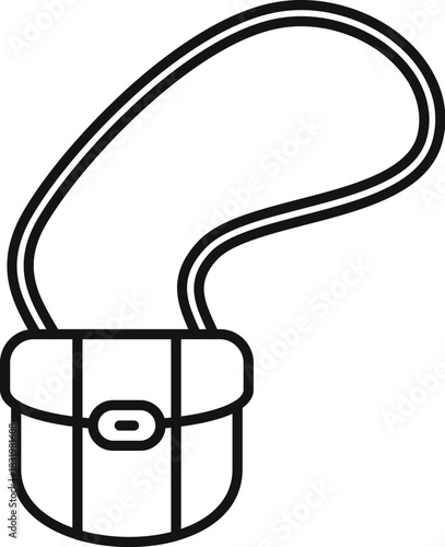 Line art drawing of a crossbody bag, representing fashion and style