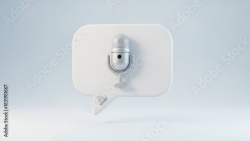 Microphone podcast speech bubble audio recording interview studio equipment broadcast media talk show voice over