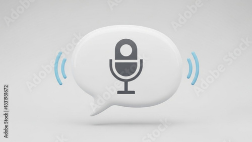 Microphone voice sound audio record speak communication podcast interview speech recognition broadcast 3d icon