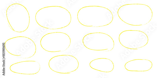 Hand drawn circle line sketch set. Circular vector image. Vector brush strokes circles of paint on white background, doodle round circles for message note