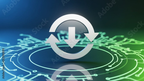 Download and sync data concept with arrows for backup and restore process in digital environment design
