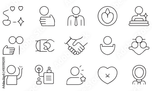 Minimalist Icons of Emotion, Interaction, and Professional Recognition