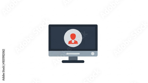 Online meeting virtual conference on computer screen video call remote work from home concept design
