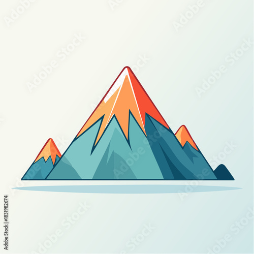 Stylized Mountain Range With Fiery Peaks Under a Soft Gradient Sky
