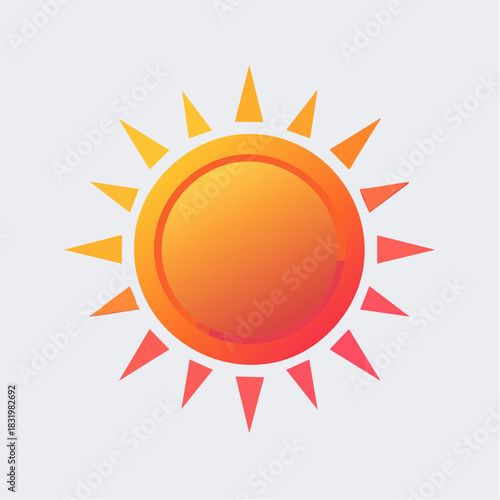 Vibrant Sun Icon With Gradients Of Orange And Yellow Against A Light Gray Background