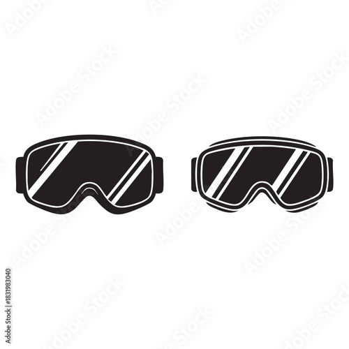 Creative ski goggles silhouette vector art illustration