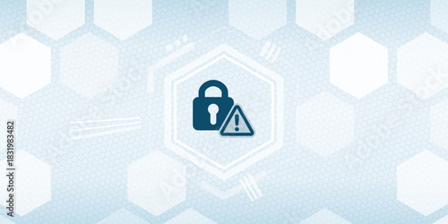 Security Warning Vector Header - Padlock or Lock with Caution Sign Icon