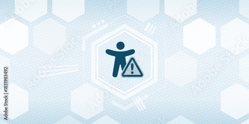 Accessibility Warning Vector Header - Barrier-Free Icon with Caution Sign