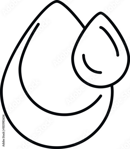 Two liquid drops line art showing moisture and purification