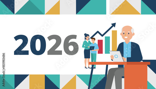 Business team planning for successful growth in 2026 Annual report and financial forecast concept