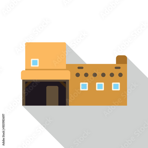 Flat design desert dwelling featuring traditional middle eastern architecture