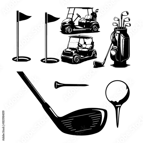 golf course elements silhouette pack