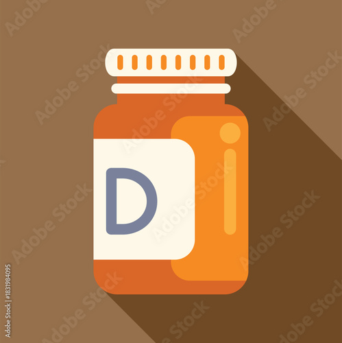 Vitamin d supplement bottle depicting health and wellness on a brown background