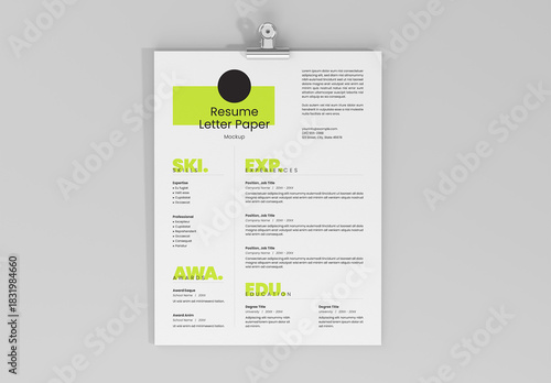 Resume US Letter Paper Mockup