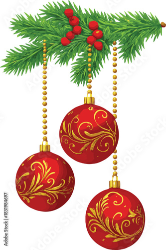 Red and Gold Ornament Cluster