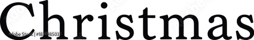 Black serif font spelling the word Christmas with a dot above the 'i text lettering