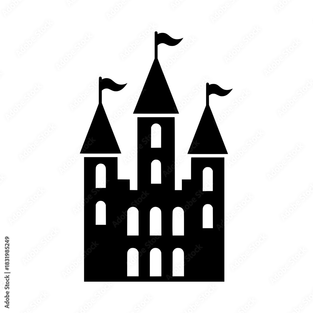 Fototapeta premium Medieval Fantasy Castle Icon - Symbol of Fairy Tales and Power