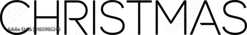 Bold Black Uppercase Text Word Christmas on White Background lettering typography