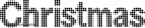 Christmas text composed of black dots on a white background word lettering