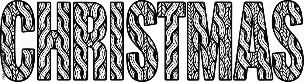 Obraz premium Christmas text with intricate woven pattern filling lettering holiday