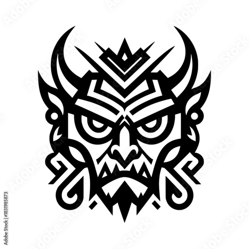 Geometric Horned Demon Devil Head Mascot Vector