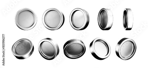 Halftone coins set with a dotted collage texture, isolated on a white background. Set of money with dot grainy gradation white and black effect in comic style. Retro game token. 3d halftone vector