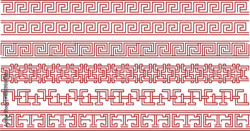 Asian Geometric Borders Greek Key Pattern Decorative Design Collection