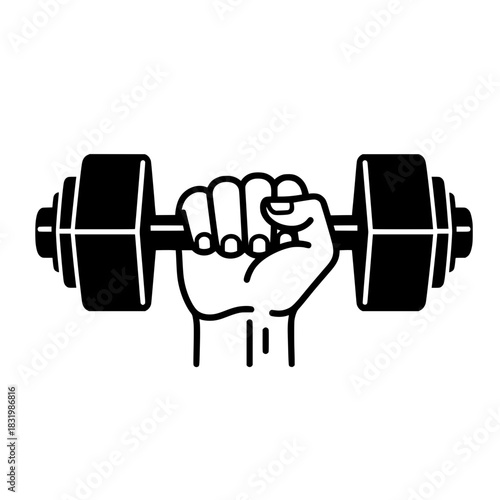 Vector Hand Holding Dumbbell Logo - Symbol of Strength and Fitness