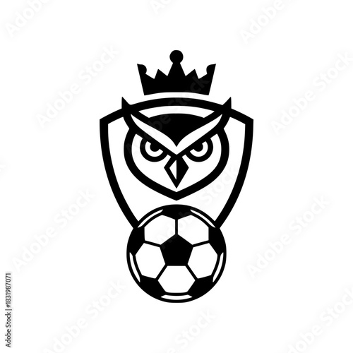 Owl Soccer Club Logo with Crown and Shield