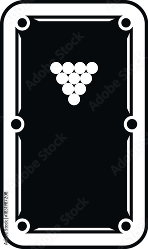 Billiard table showing white balls racked for a game