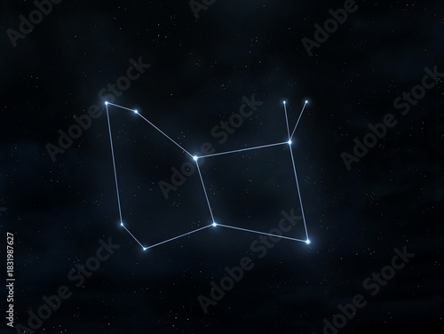 Lepus the Hare constellation in the night sky isolated. Bright stars on a black background. Astrological sign.