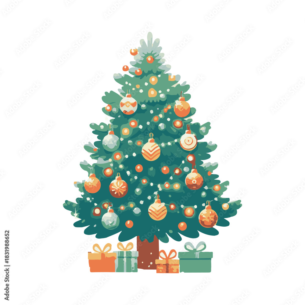 Naklejka premium Christmas tree illustration design