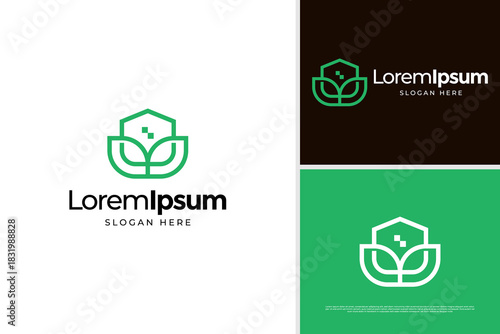 House nature real estate icon logo design template