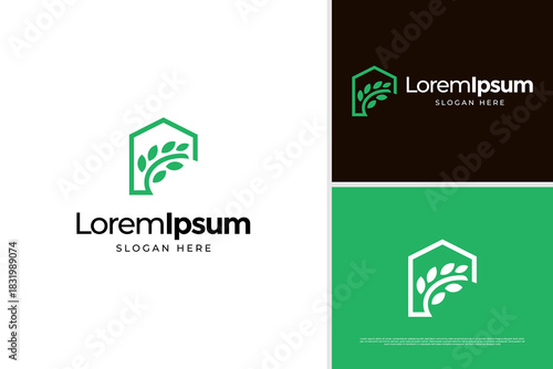 House nature real estate icon logo design template