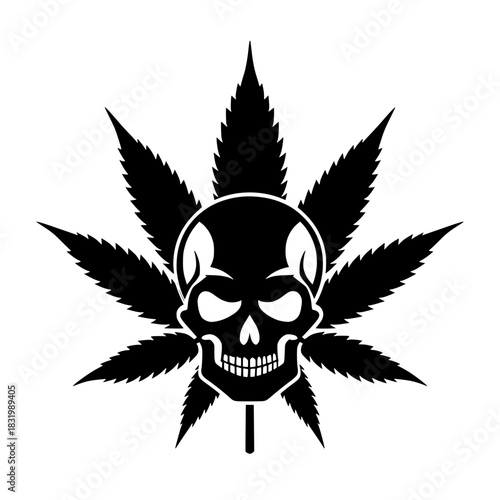 Cannabis Leaf with Skull Vector Illustration