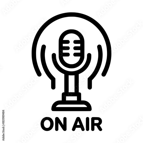 On Air Studio Microphone Logo - Live Broadcasting and Podcast