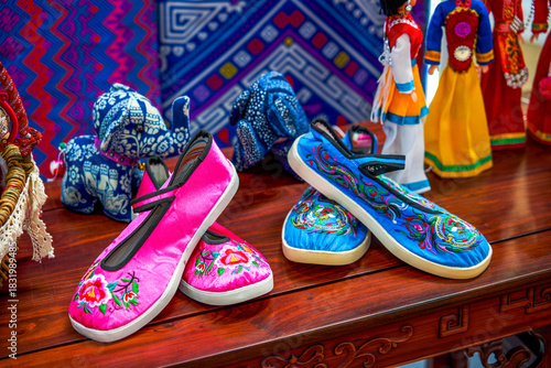 Zhuang ethnic cloth shoes from Guangxi, China